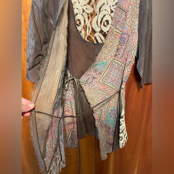 Patchwork Silk Wrap Blouse - Picture 2 of 6